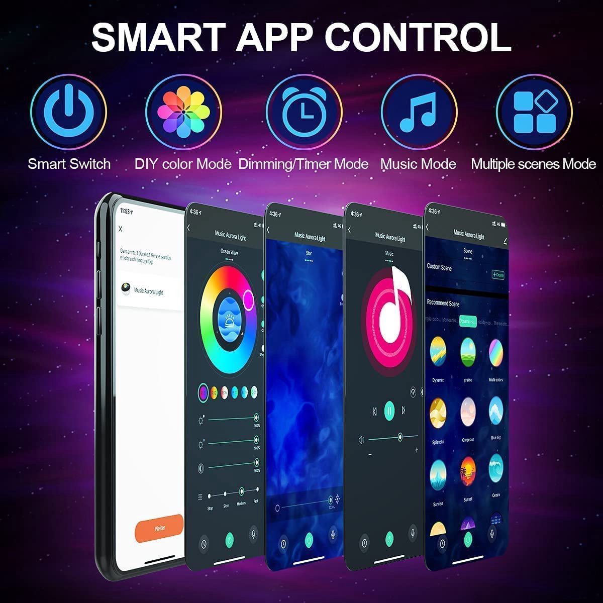 Controlling the galaxy projector from the smartphone app