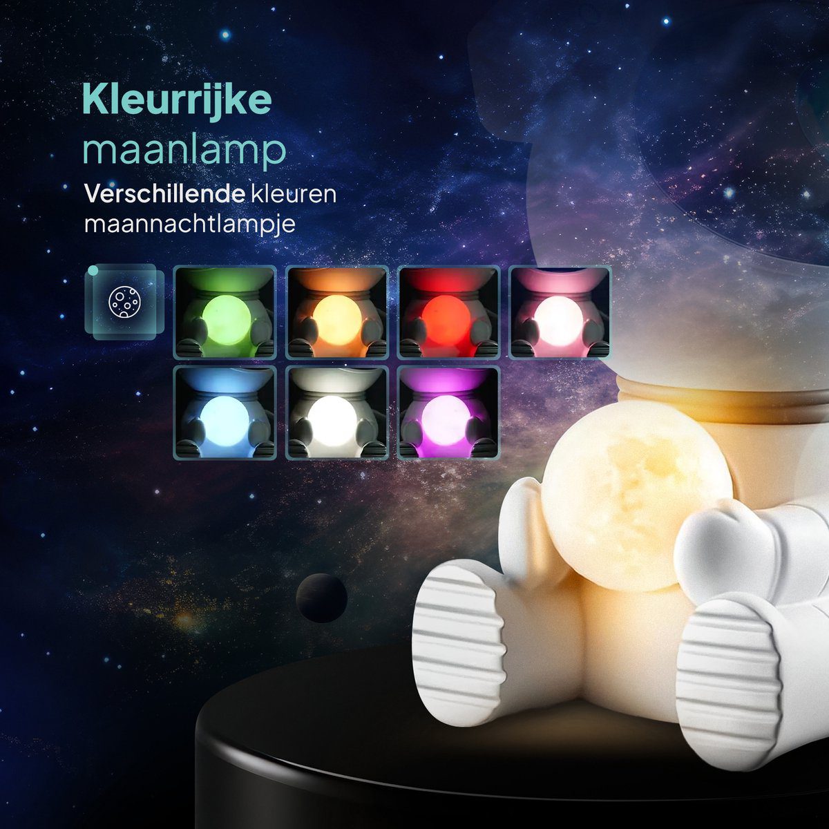 The colour options of the built-in moon lamp